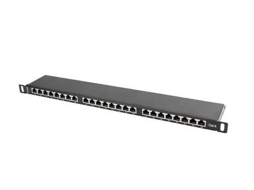 Пач панел, Lanberg patch panel 24 port 0.5U CAT.6 shielded, black Пач панел, Lanberg patch panel 24 port 0.5U CAT.6 shielded, black