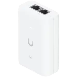 Ubiquiti U-POE+ adapter 30W, powers UniFi PoE+ devices, reduce dependency on PoE switch power, Contains RJ45 data input, AC cable with earth ground, and PoE+ output