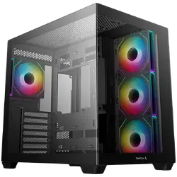 DeepCool CG530 4F, Mid Tower, Mini-ITX/Micro-ATX/ATX, Rear Connector support, 2xUSB3.0, 1xType-C Gen 2, 1xAudio, 3x120mm ARGB Reverse Fan, 1x120mm ARGB Fan, Tempered Glass, Mesh Panel, Black, R-CG530-BKADA4-G-1