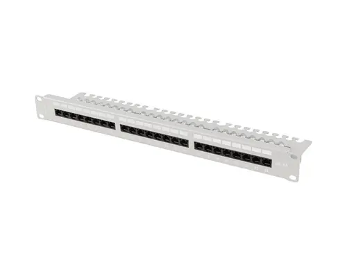 Пач панел, Lanberg patch panel 24 port 1U 19" CAT.6a utp with cable organizer grey
