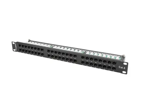 Пач панел, Lanberg patch panel 48 port 1U CAT.6, black Пач панел, Lanberg patch panel 48 port 1U CAT.6, black