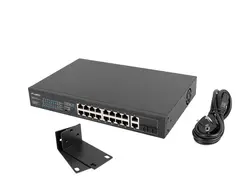 Комутатор, Lanberg switch 16x 100mb poe+/2x 1GB/1x sfp unmanaged rack 10