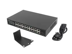 Комутатор, Lanberg switch 24x 1GB poe+/2x GB 2x sfp rack 19