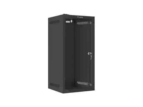 Комуникационен шкаф, Lanberg rack cabinet 10" wall-mount 12U/280x310 (flat pack) with glass door black