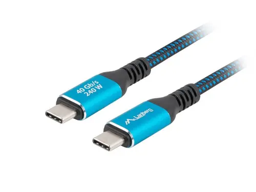 Кабел, Lanberg USB-C M/M 4.0 cable 1m 240w 8k 60hz black-blue