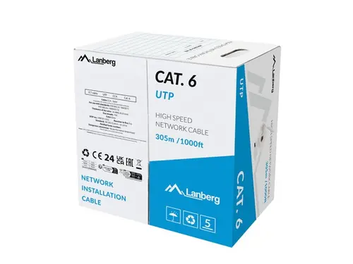 Кабел, Lanberg LAN cable CAT.6 305m solid cca grey fluke passed