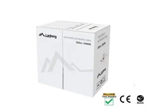Кабел, Lanberg LAN cable CAT.5e utp 305m solid cu black fluke