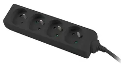 Разклонител, Lanberg power strip 1.5m, 4 sockets, french quality-grade copper cable, black