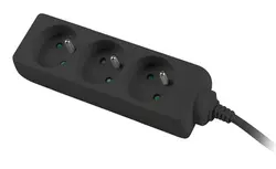 Разклонител, Lanberg power strip 3m, 3 sockets, french quality-grade copper cable, black