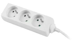 Разклонител, Lanberg power strip 3m, 3 sockets, french quality-grade copper cable, white