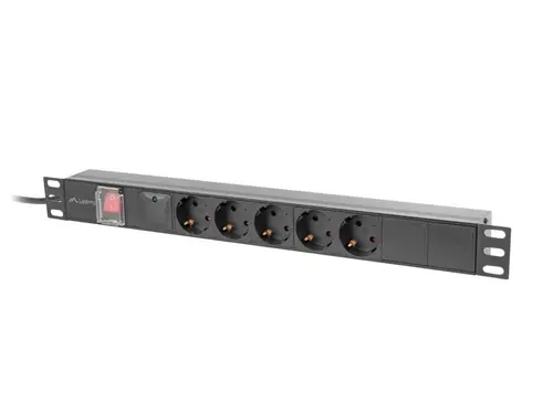 Разклонител, Lanberg power distribution unit (pdu) 19" 1U 16a 2m 5x schuko outlets black