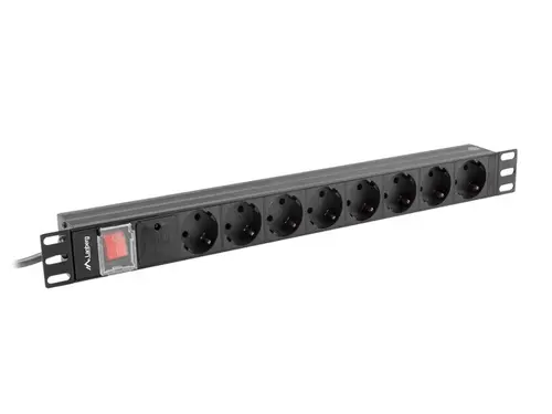 Разклонител, Lanberg power distribution unit (pdu) 19" 1U 16a 2m 8x schuko outlets black