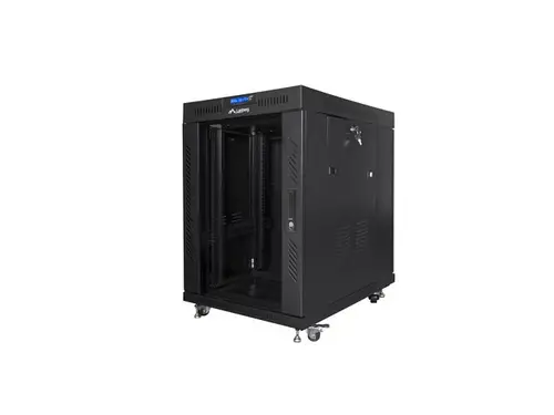 Комуникационен шкаф, Lanberg rack cabinet 19" free-standing 15U/800x1000 (flat pack) with glass door lcd black v2