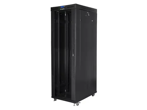 Комуникационен шкаф, Lanberg rack cabinet 19" free-standing 42U/800x1000 (flat pack) with glass door lcd black v2