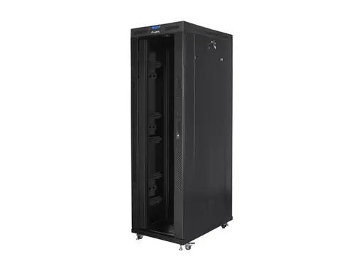 Комуникационен шкаф, Lanberg rack cabinet 19" free-standing 42U/800x1200 (flat pack) with glass door lcd black v2