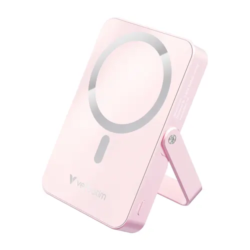 Външна батерия, Verbatim Charge 'n' Go Power Bank with Stand Magnetic Wireless 10000mAh Pink