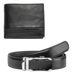 Мъжки комплект портфейл и колан Silver Flame - 110 см