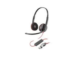 HP Poly Blackwire 3225 Stereo USB-C Headset +3.5mm Plug +USB-C/A Adapter