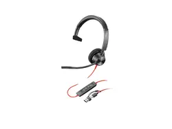 HP Poly Blackwire 3310 Monaural USB-C Headset +USB-C/A Adapter