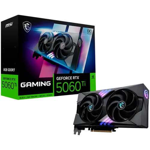 MSI Video Card Nvidia GeForce RTX 5060 Ti 8G GAMING OC, 8GB GDDR7, 128bit, Effective Memory Clock: 28000MHz, Boost: 2647 MHz, 4608 CUDA Cores, PCIe 5.0, 3x DP 2.1b, HDMI 2.1b, RAY TRACING, Dual Fan, 1x16pin, 600W Recommended PSU, 3Y