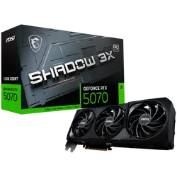 MSI Video Card Nvidia GeForce RTX 5070 12G SHADOW 3X OC, 12GB GDDR7, 192bit, Effective Memory Clock: 28000MHz, Boost: 2542 MHz, 6144 CUDA Cores, PCIe 5.0, 3x DP 2.1b, HDMI 2.1b, RAY TRACING, Triple Fan, 1x16pin, 650W Recommended PSU, 3Y
