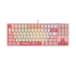 А4tech Геймърска механична  клавиатура Bloody Energy Pink S87 BLMS TKL RGB Backlit red switch , USB