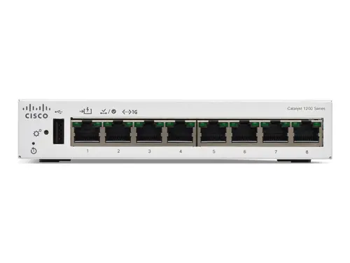 Комутатор, Cisco Catalyst 1200 8-port GE, Desktop, Ext PS, PoE Input