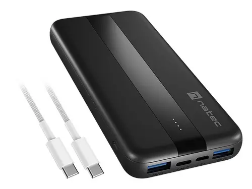 Зарядно устройство, Natec Powerbank Trevi Slim Q V2 10000MAh 2X USB-A 18W + 1X USB-C 20W + USB-C - USB0-C CABLE