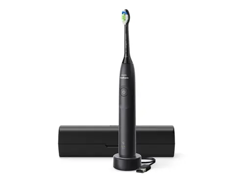 PHILIPS Sonicare Четка за зъби с акумулаторна батерия 1 режим на четкане 2 степени на интензивност Сензор за натиск калъф черна