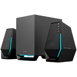 Edifier G1500 MAX 2.1 Audio System, BT V5.3, USB, AUX, 2.5-inch Drivers, 4-inch Subwoofer, RGB Lighting, 30W (RMS), Black