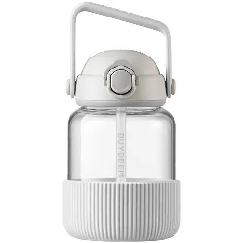 BUYDEEM Pop-Up Straw Glass Bottle 800 ml, model DG78, color Oat White