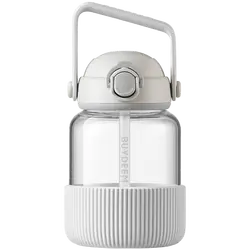 BUYDEEM Pop-Up Straw Glass Bottle 800 ml, model DG78, color Oat White